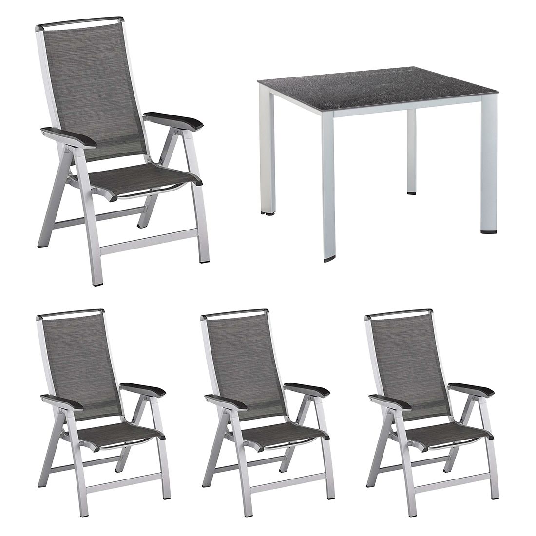 Kettler Forma II Gartenmöbel-Set M verstellbar (4 Plätze) Tisch 95x95cm