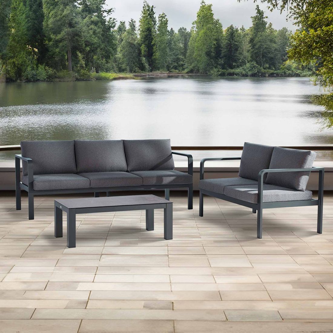 Best Cleveland Loungeset inkl. Loungetisch Aluminium/Polster