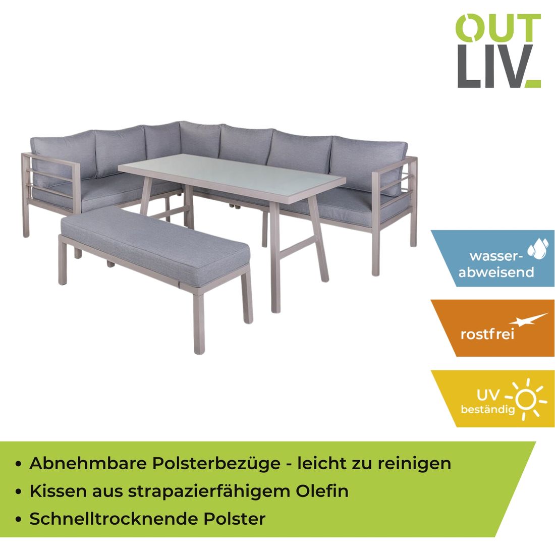 OUTLIV. Dininglounge Stahl/Olefin