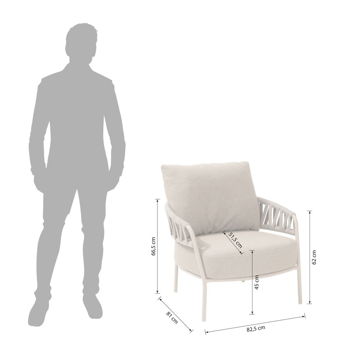 4Seasons Calma Loungesessel Aluminium/Rope/Olefin