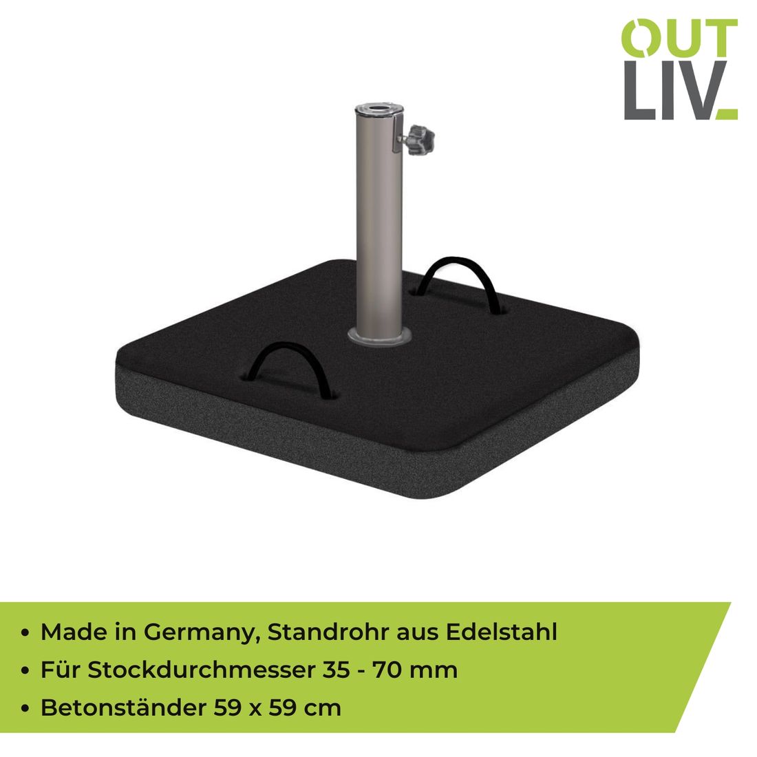 OUTLIV. Betonschirmständer 60kg mit Rohr