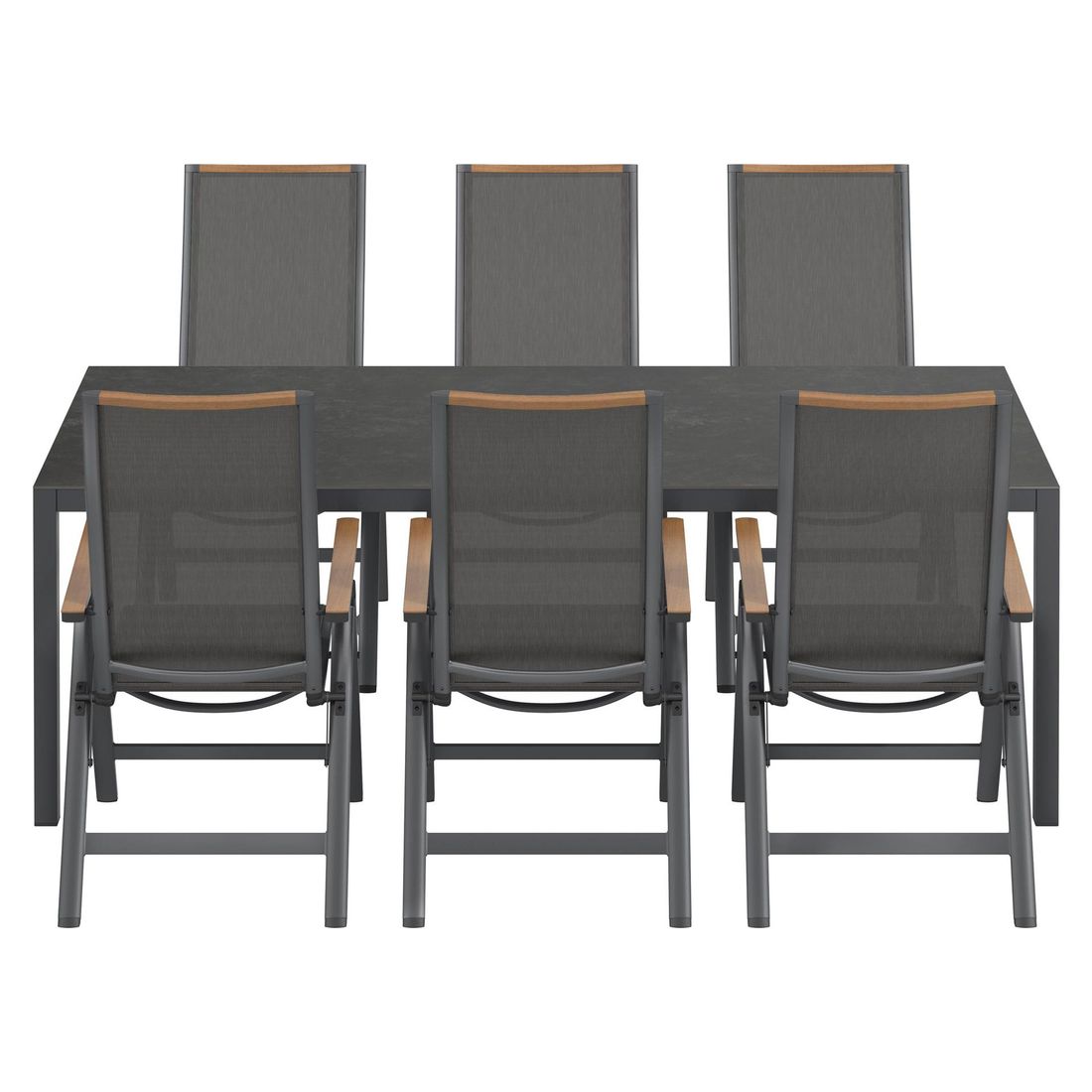 OUTLIV. Jacob Gartenmöbel-Set L verstellbar (6 Plätze) Tisch 220x100cm