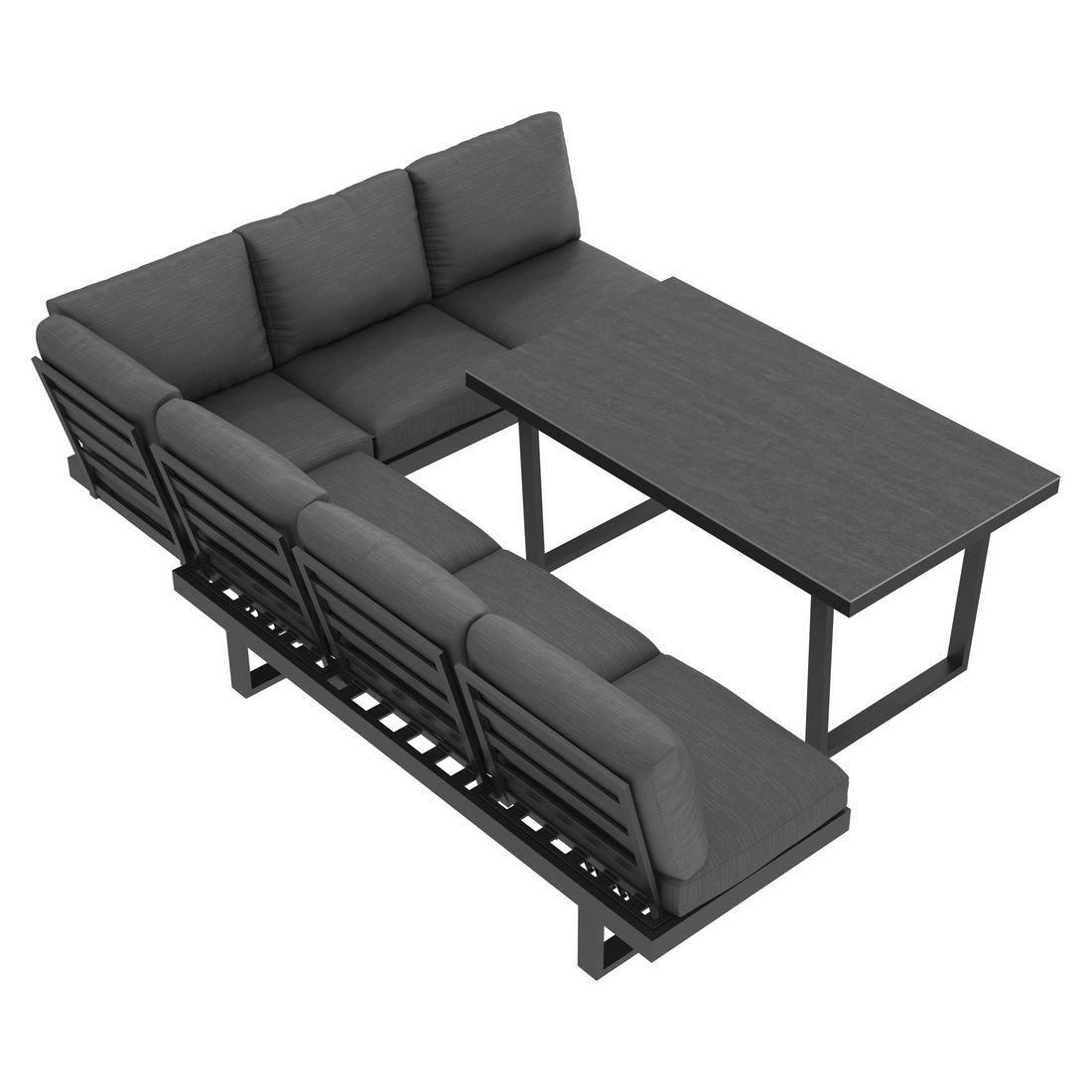 OUTLIV. Atlanta Dininglounge verstellbar Tisch 160x90cm Aluminium/Olefin