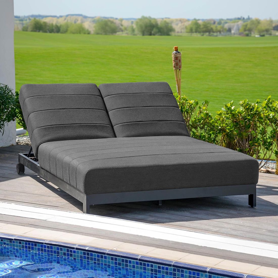 OUTLIV. Miami Doppelliege verstellbar Aluminium/Sunbrella