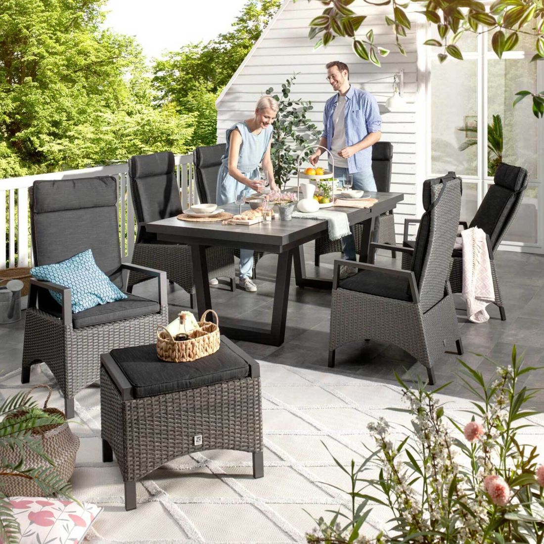 LC Garden Keramo Gartenmöbel-Set L verstellbar (6 Plätze) Tisch 200x100cm