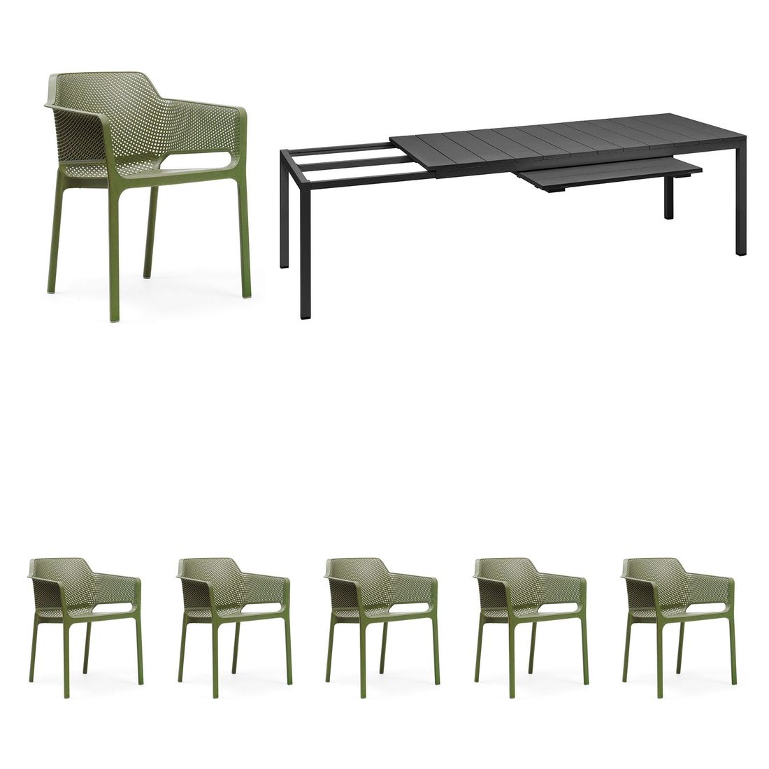 Nardi Net Gartenmöbel-Set 7-tlg. Tisch 210/280x100cm
