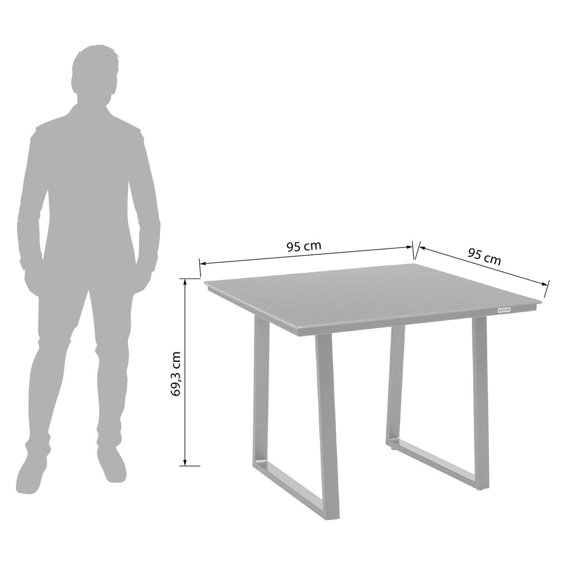 Kettler Skate Low Dining Gartentisch Aluminium/HPL