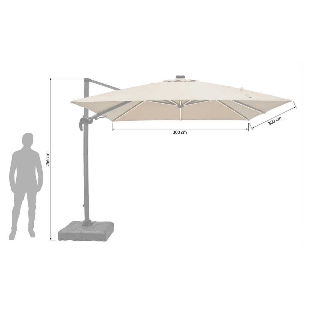 LC Garden Cantilever Ampelschirm mit LED-Beleuchtung 300x300cm