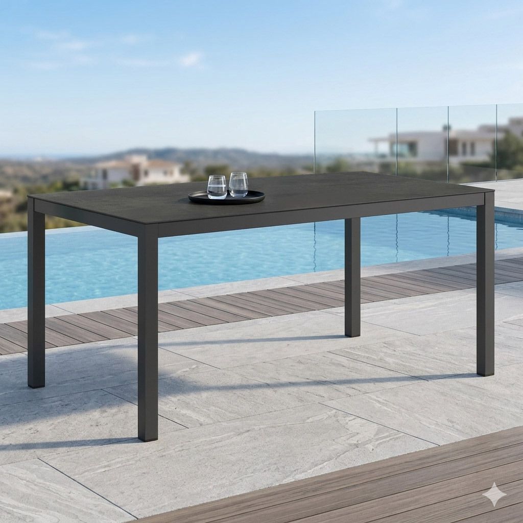 OUTLIV. Gartentisch Aluminium/HPL Schweizer Kante