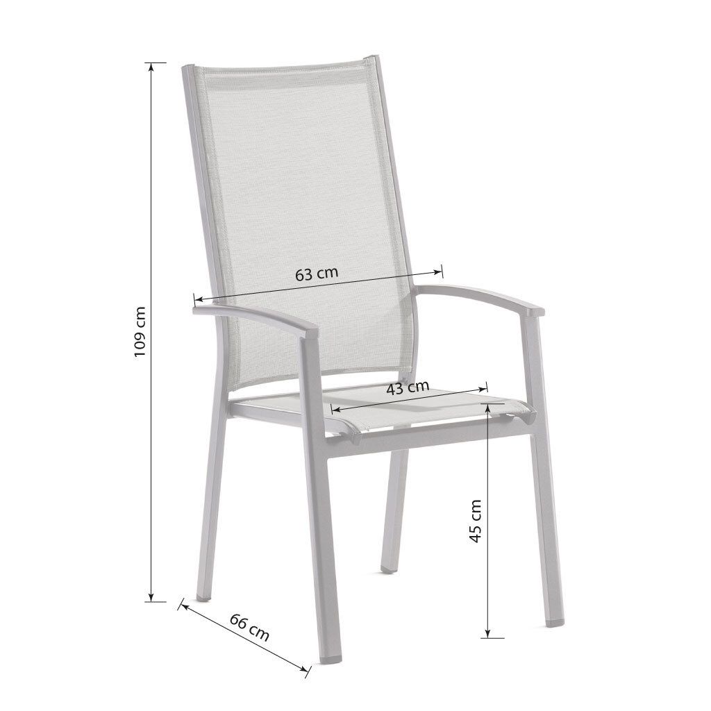 Sieger Lima Hochlehner-Stapelsessel Aluminium/Textilux