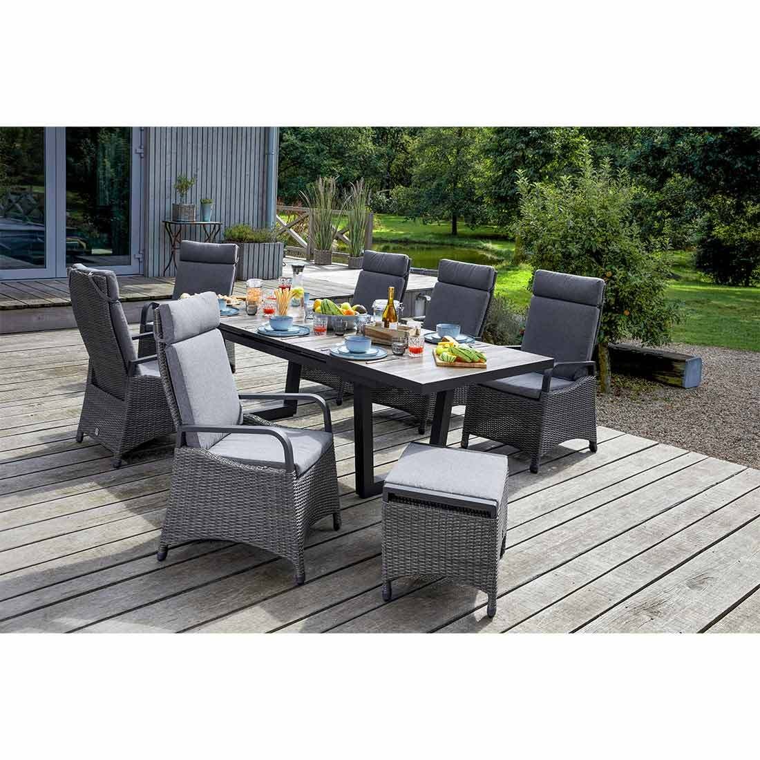 LC Garden Komido Gartensessel verstellbar Aluminium mit Sitz- und Rückenkissen