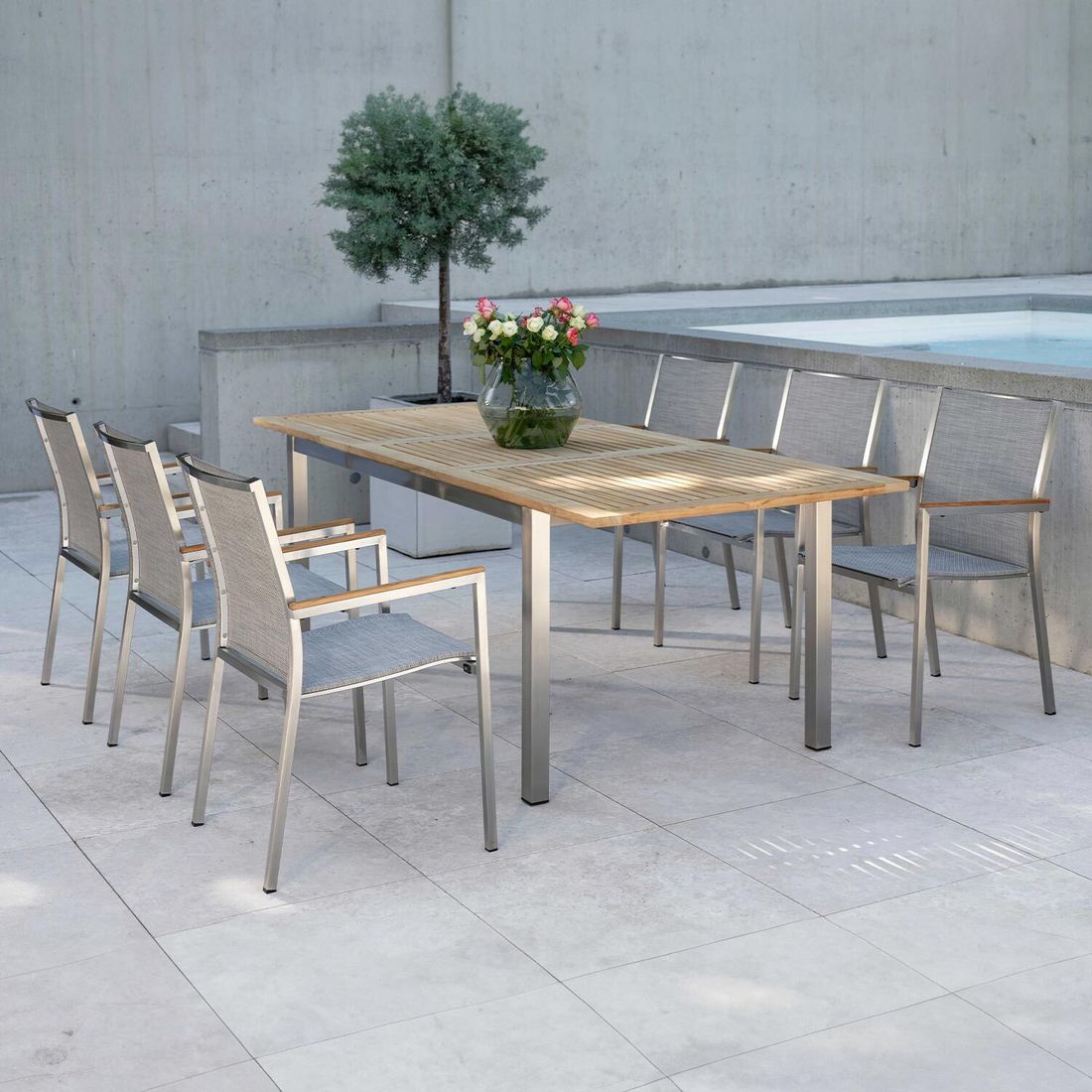 Stern Polaris Gartenmöbel-Set L (6 Plätze) Tisch 162/220x90cm