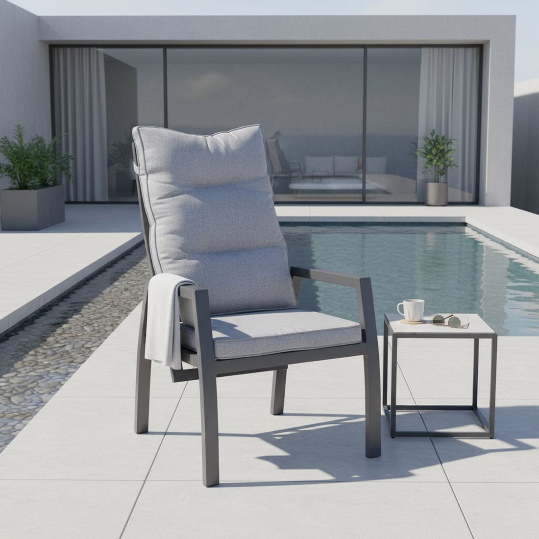 LC Garden Bondino II Gartensessel verstellbar Aluminium mit Sitz- und Rückenkissen