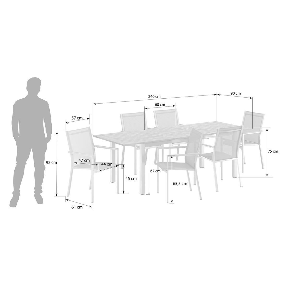 Stern Cardiff Gartenmöbel-Set L (6 Plätze) mit OUTLIV. Tisch 180/240x90cm