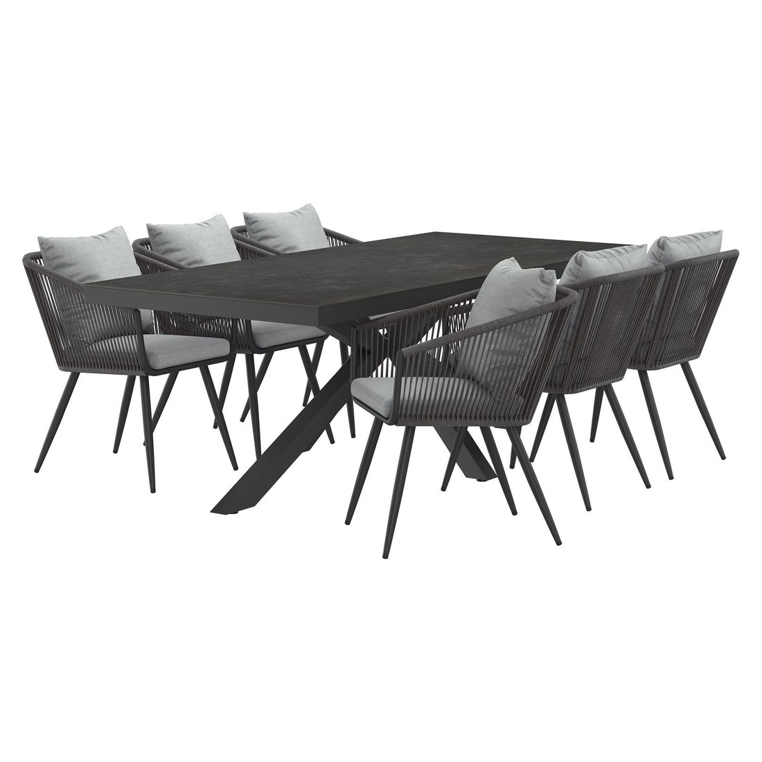 OUTLIV. Alex Gartenmöbel-Set L (6 Plätze) Tisch 220x100cm X-Form