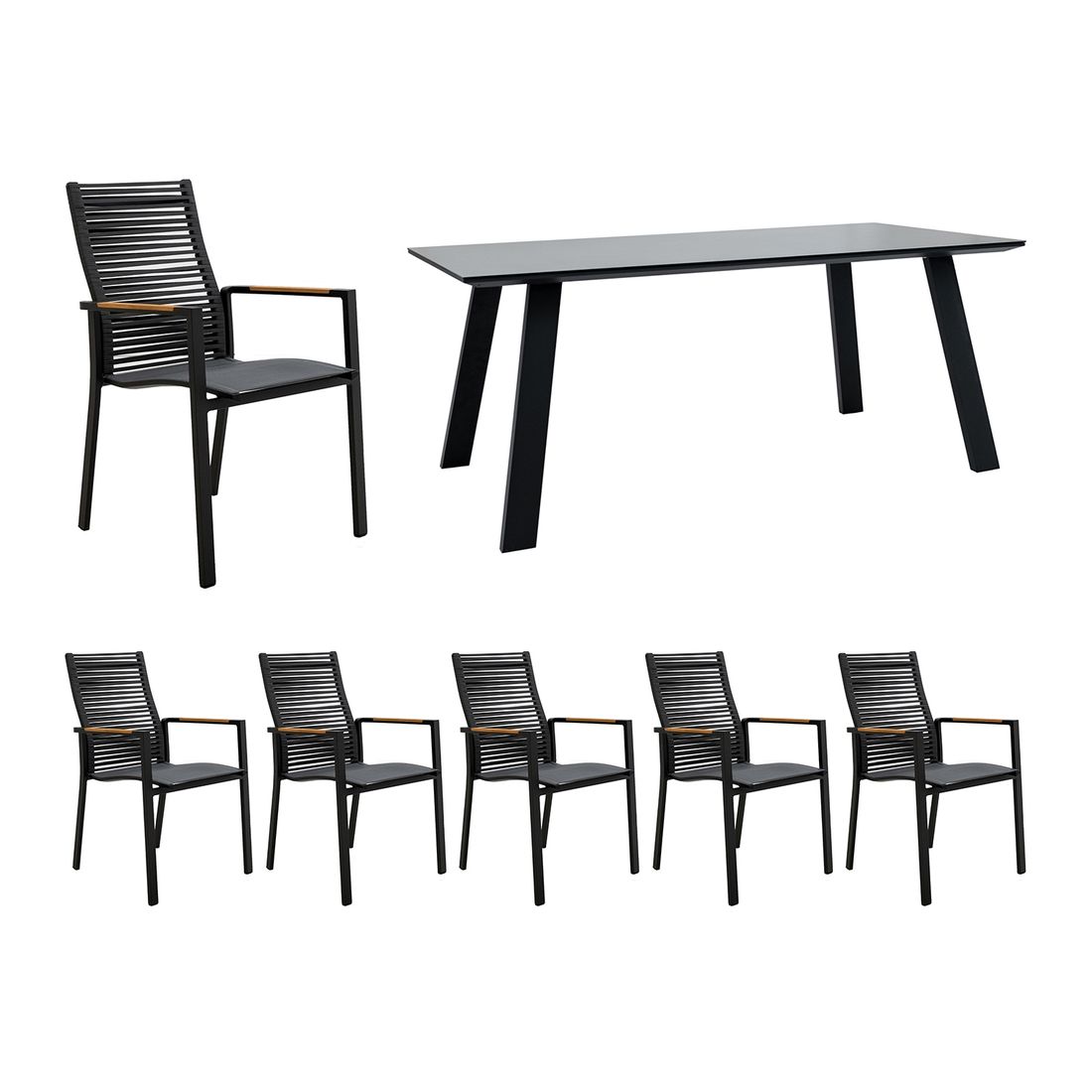 OUTLIV. Melbourne Gartenmöbel-Set L verstellbar (6 Plätze) Tisch 180x90cm
