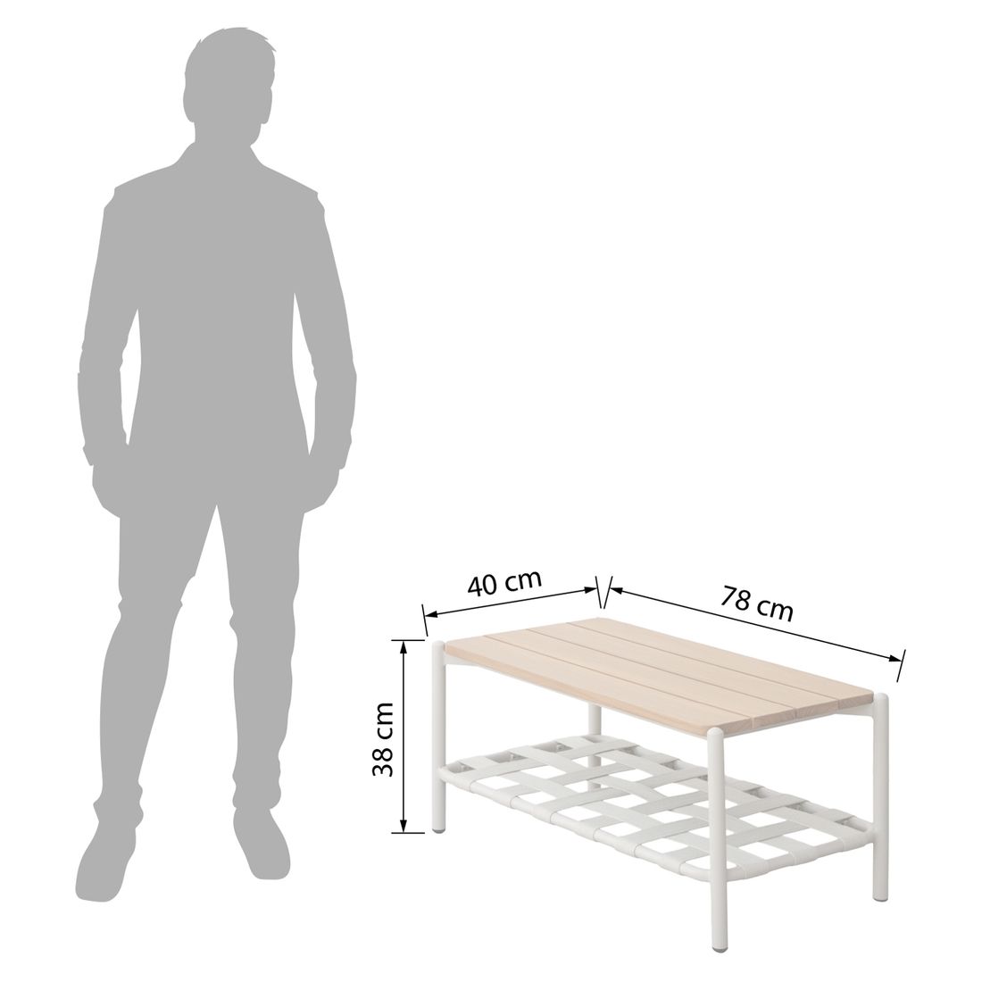Stern Francis Loungetisch Aluminium/Gurtbespannung/Teak