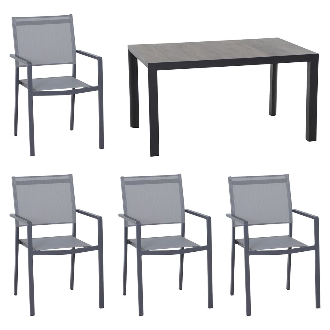 Siena Garden Leeds Gartenmöbel-Set M (4 Plätze) Tisch 160x90cm