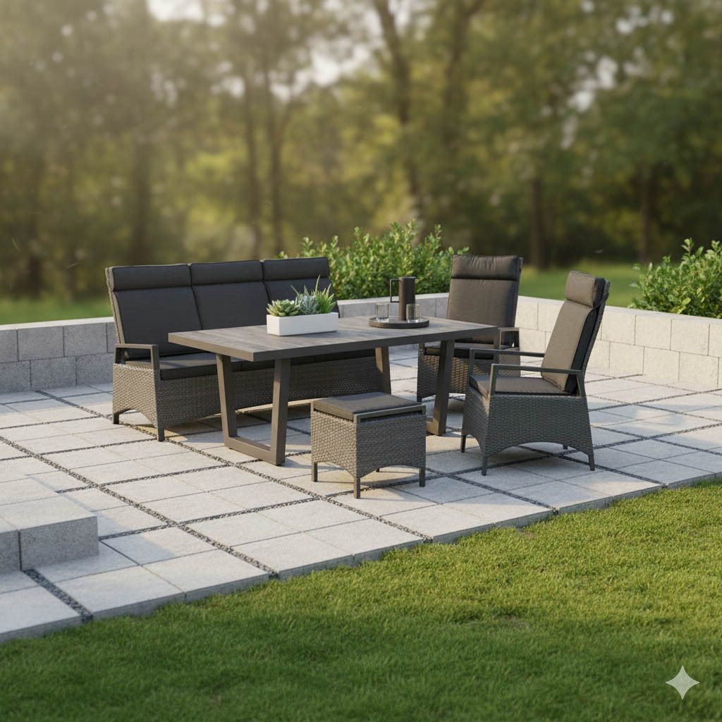 LC Garden Keramo Gartenmöbel-Set M verstellbar (5 Plätze) Tisch 200x100cm