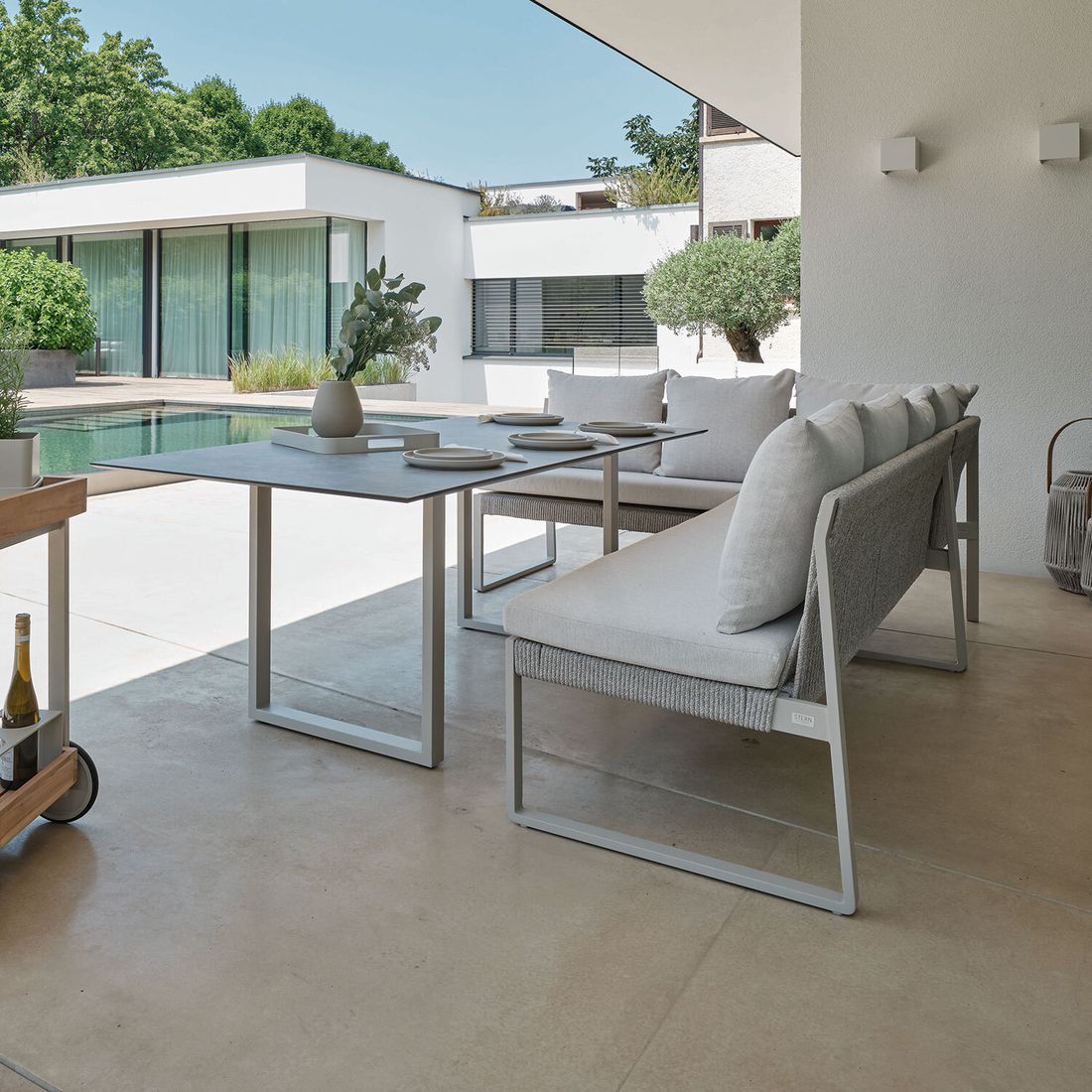 Stern Tammo Diningsofa Aluminium/Rope/Outdoorstoff