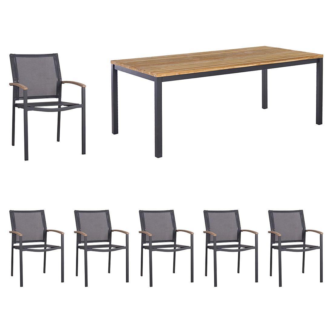 Zebra Alex Gartenmöbel-Set L (6 Plätze) mit OUTLIV. Tisch 220x100cm