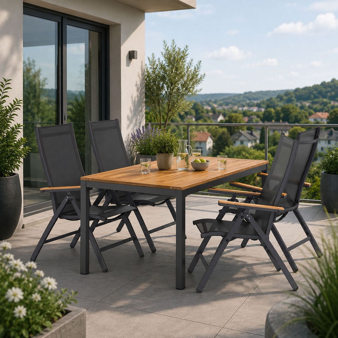 OUTLIV. Kobe Gartenmöbel-Set M (4 Plätze) Tisch 160x90cm