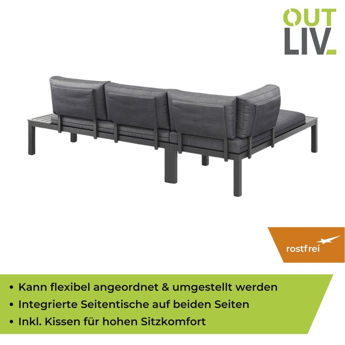 OUTLIV. Morsum Modulare Ecklounge inkl. Loungetisch Aluminium/Spunpolyester