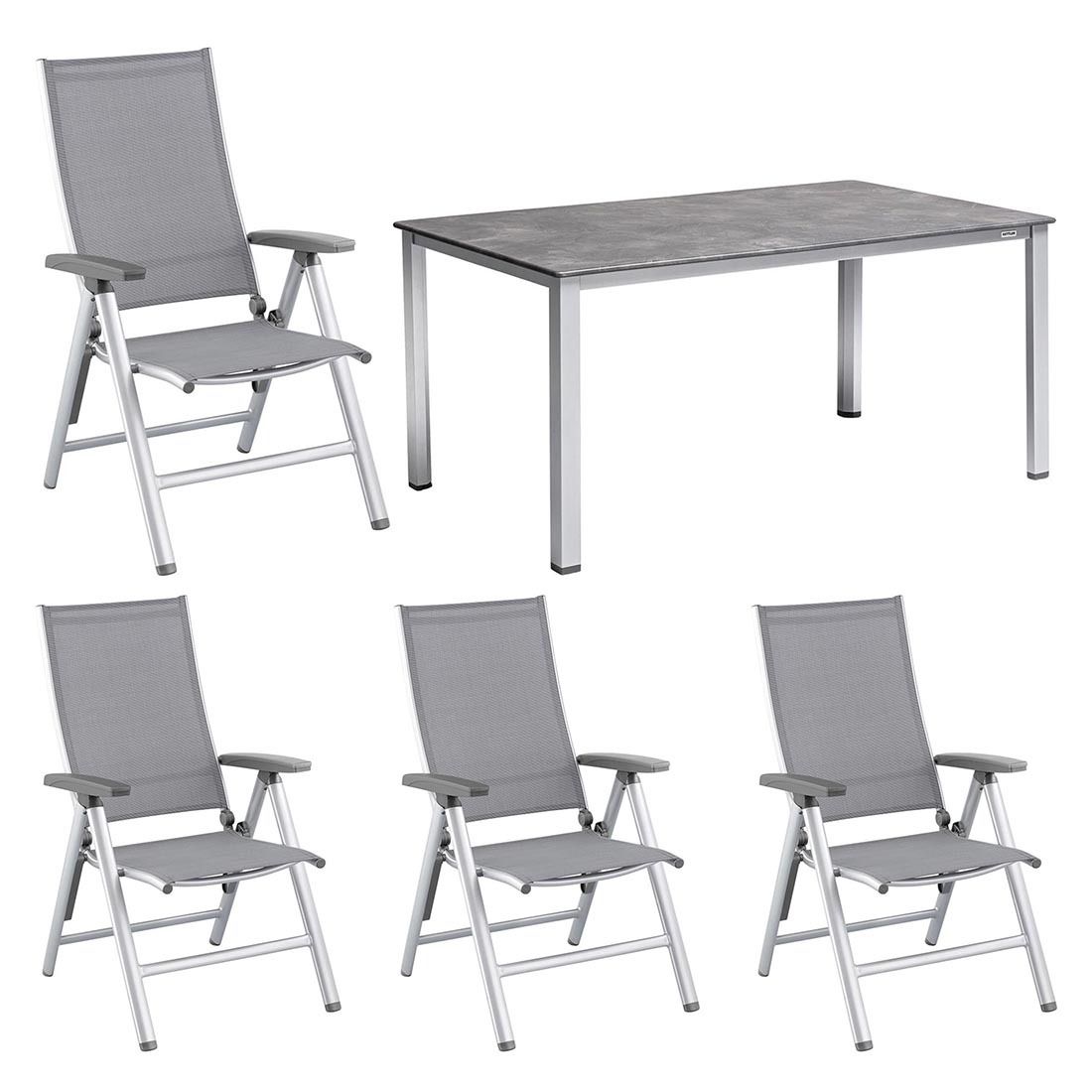 Kettler Cirrus Gartenmöbel-Set M verstellbar (4 Plätze) Tisch 160x90cm