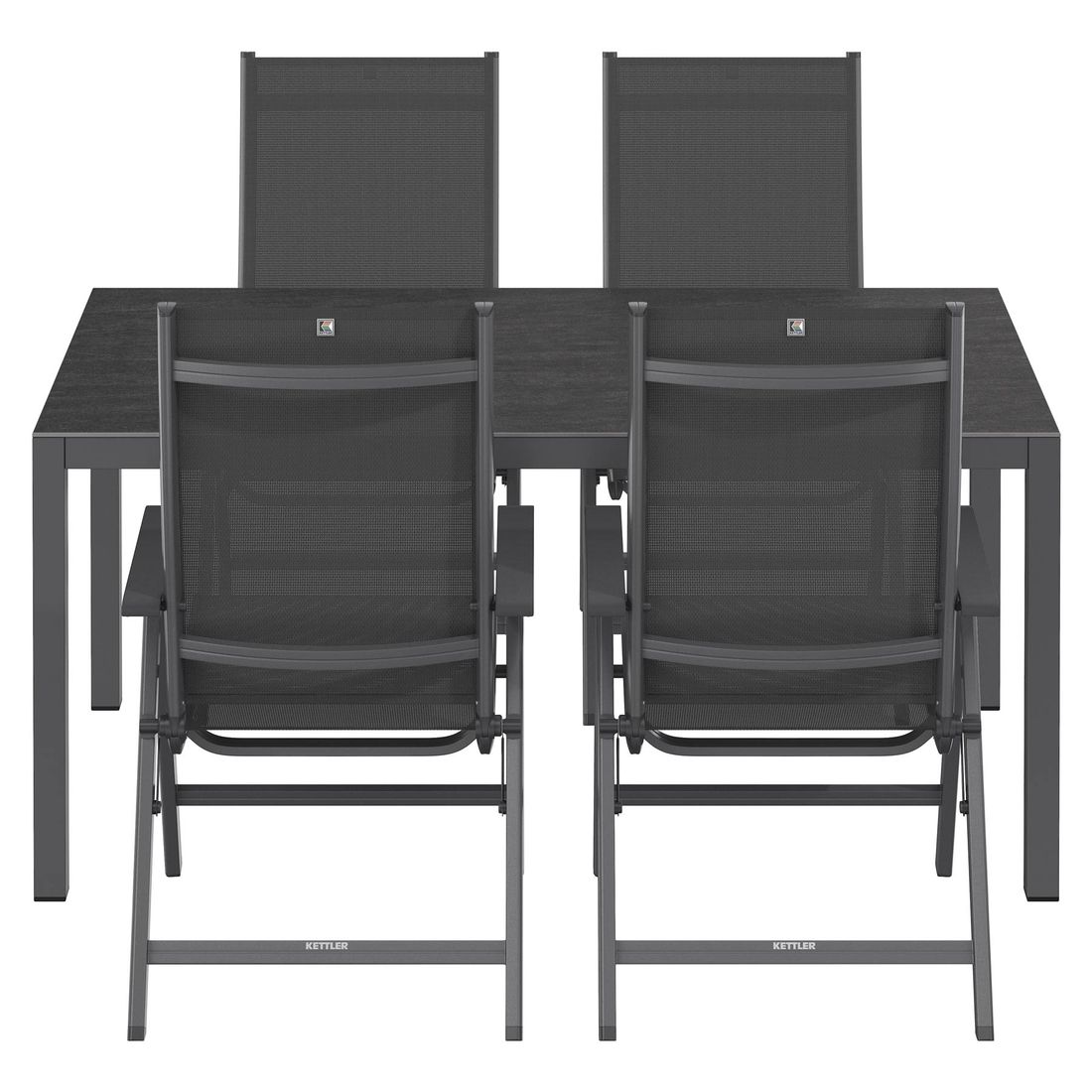 Kettler Basic Plus Gartenmöbel-Set M verstellbar (4 Plätze) Tisch 160x90cm