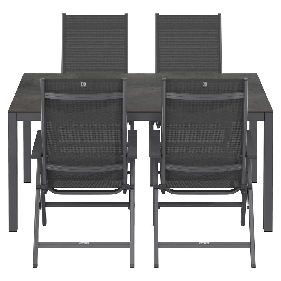 Kettler Basic Plus Gartenmöbel-Set M verstellbar (4 Plätze) Tisch 160x90cm