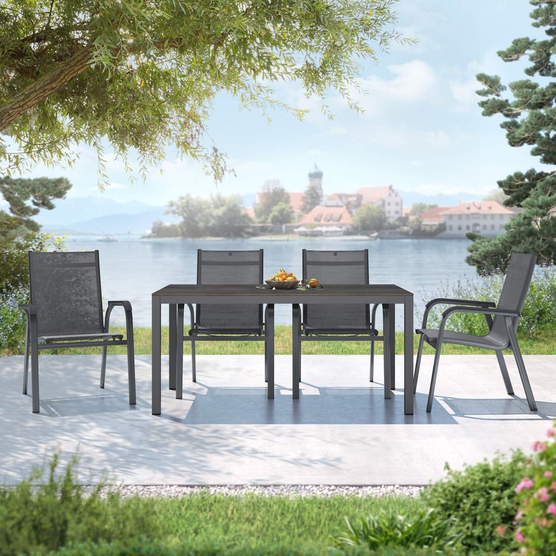 Kettler Basic Plus Gartenmöbel-Set M (4 Plätze) Tisch 160x90cm