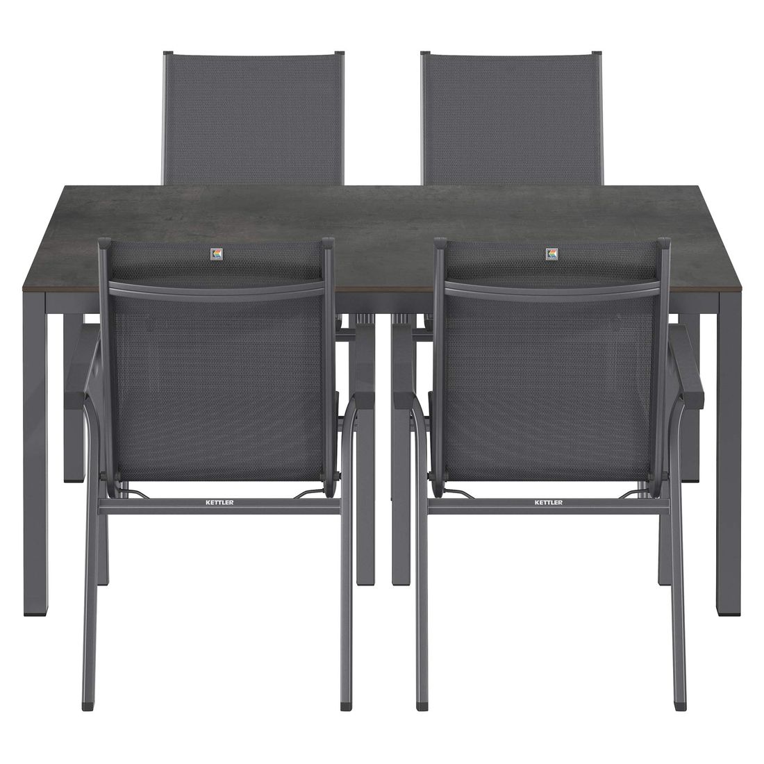 Kettler Basic Plus Gartenmöbel-Set M (4 Plätze) Tisch 160x90cm