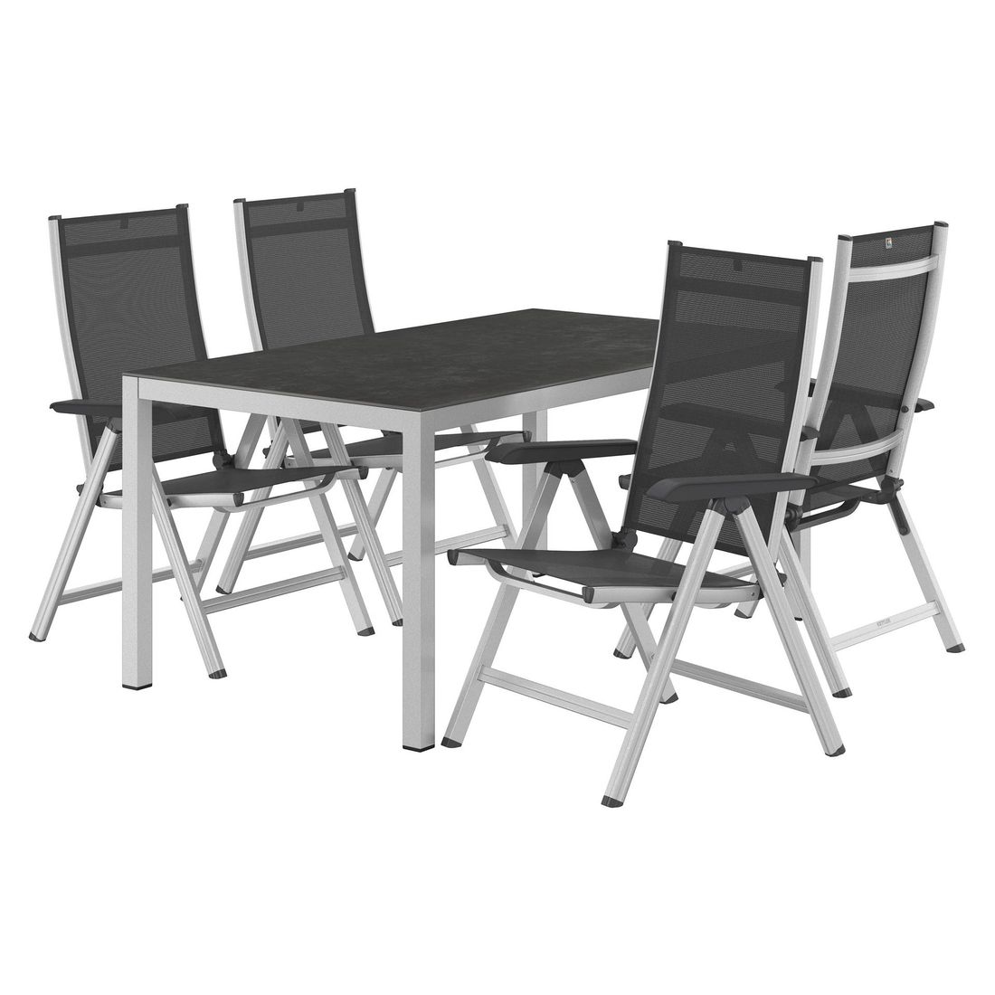 Kettler Basic Plus Gartenmöbel-Set M verstellbar (4 Plätze) mit OUTLIV. Tisch 160x90cm