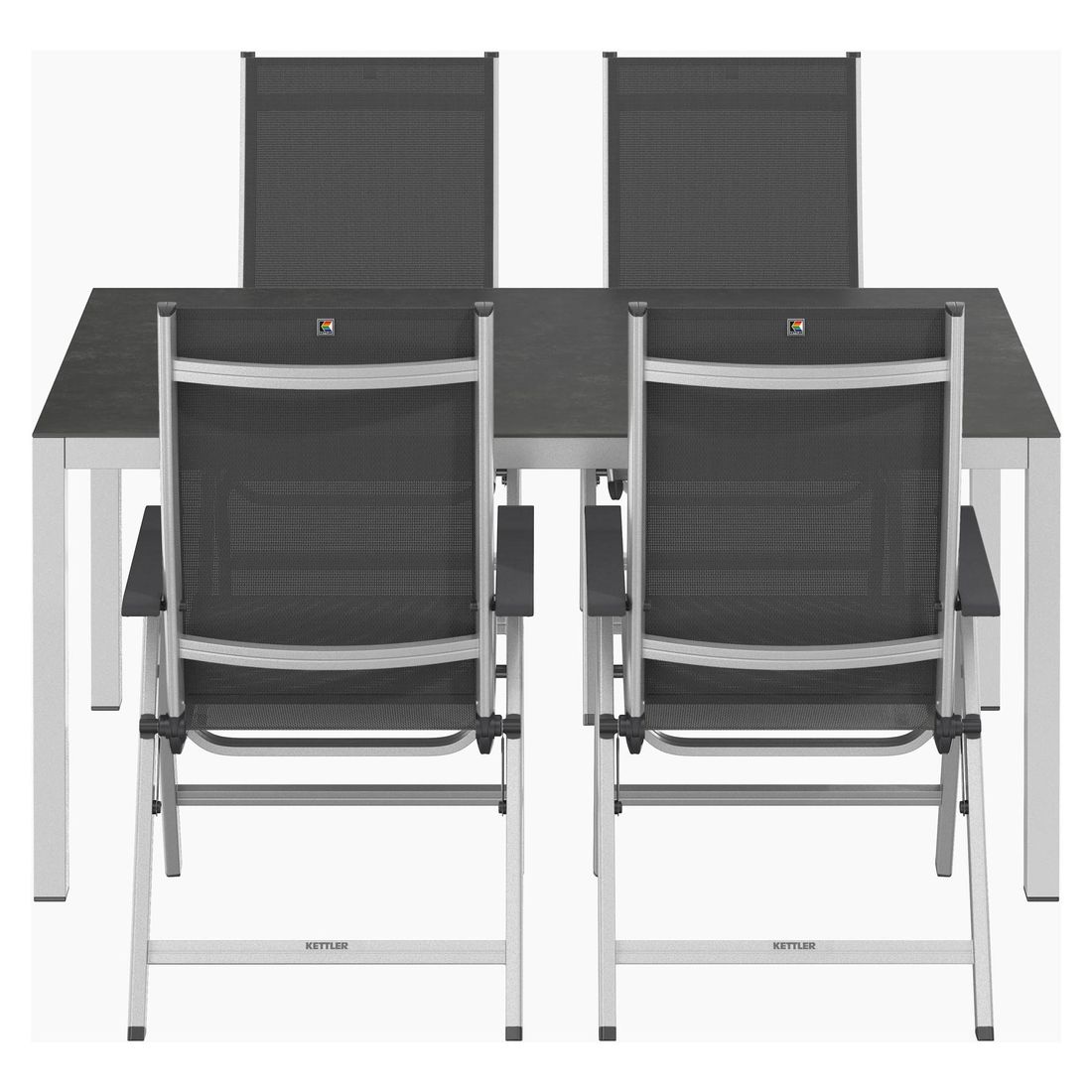 Kettler Basic Plus Gartenmöbel-Set M verstellbar (4 Plätze) mit OUTLIV. Tisch 160x90cm