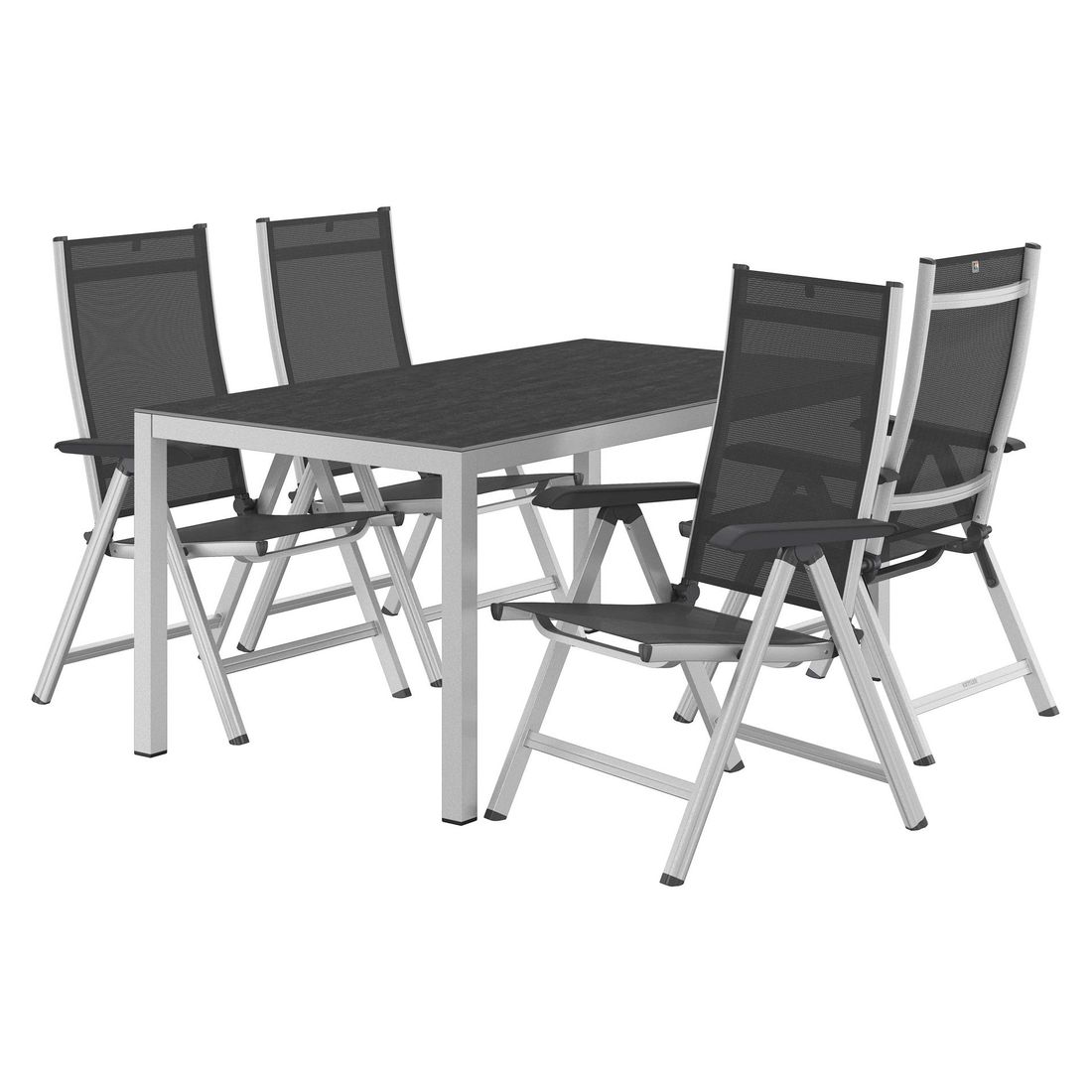 Kettler Basic Plus Gartenmöbel-Set M verstellbar (4 Plätze) mit OUTLIV. Tisch 160x90xm
