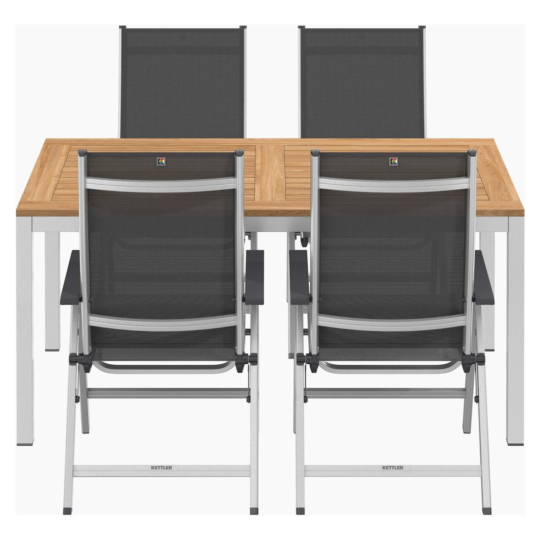 Kettler Basic Plus Gartenmöbel-Set M verstellbar (4 Plätze) mit OUTLIV. Tisch 160x90cm