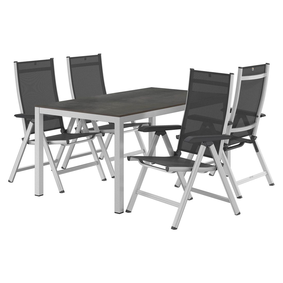 Kettler Basic Plus Gartenmöbel-Set M verstellbar (4 Plätze) mit OUTLIV. Tisch 160x90cm
