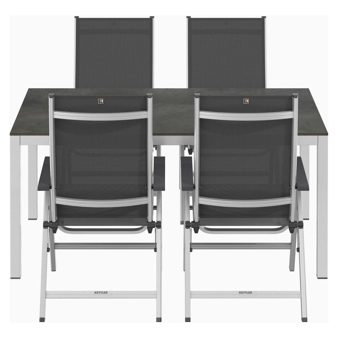 Kettler Basic Plus Gartenmöbel-Set M verstellbar (4 Plätze) mit OUTLIV. Tisch 160x90cm