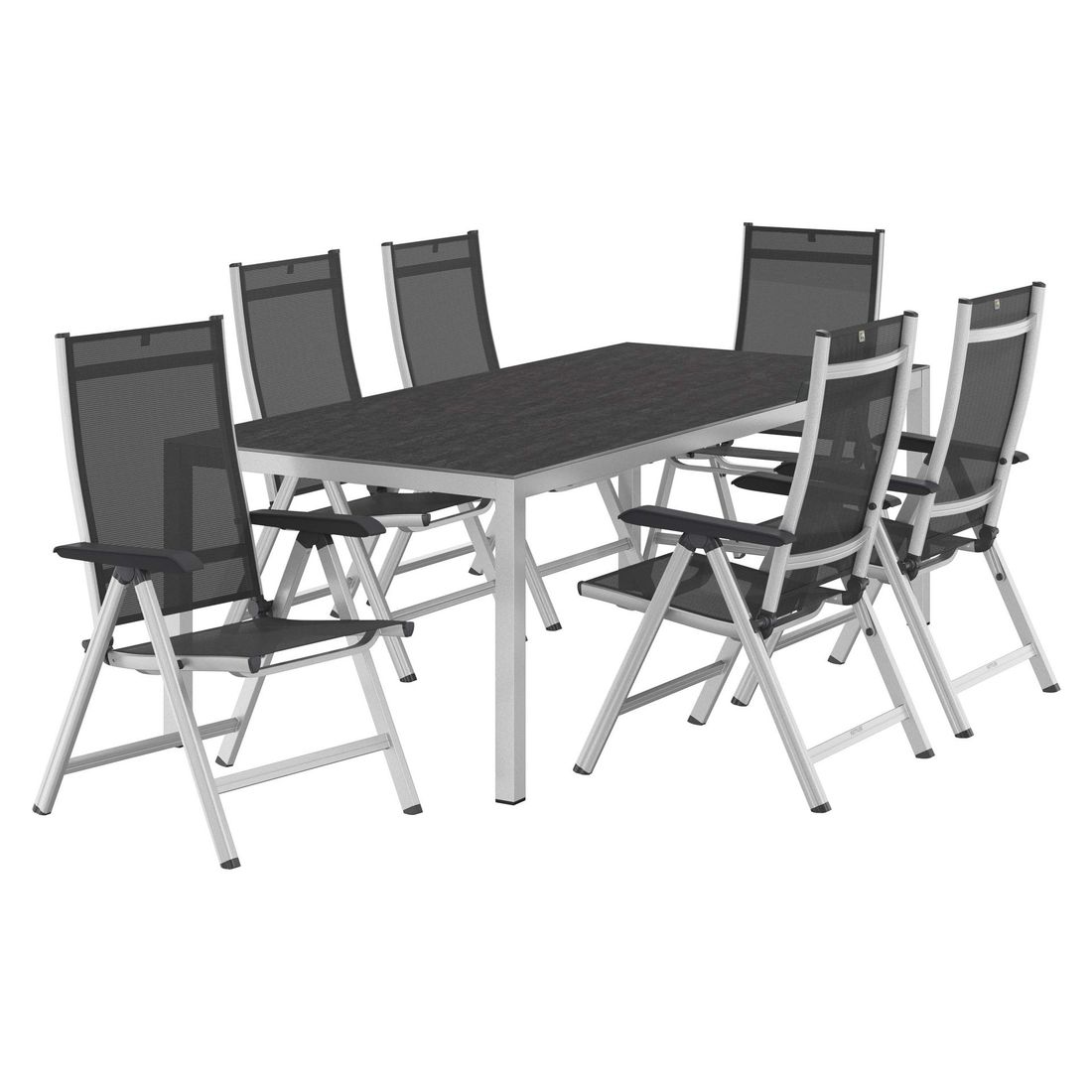 Kettler Basic Plus Gartenmöbel-Set L verstellbar (6 Plätze) mit OUTLIV. Tisch 220x100cm