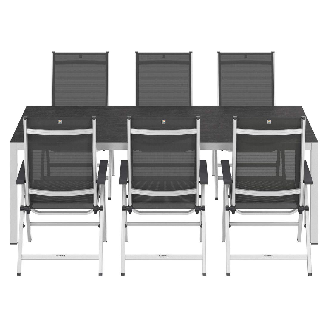 Kettler Basic Plus Gartenmöbel-Set L verstellbar (6 Plätze) mit OUTLIV. Tisch 220x100cm