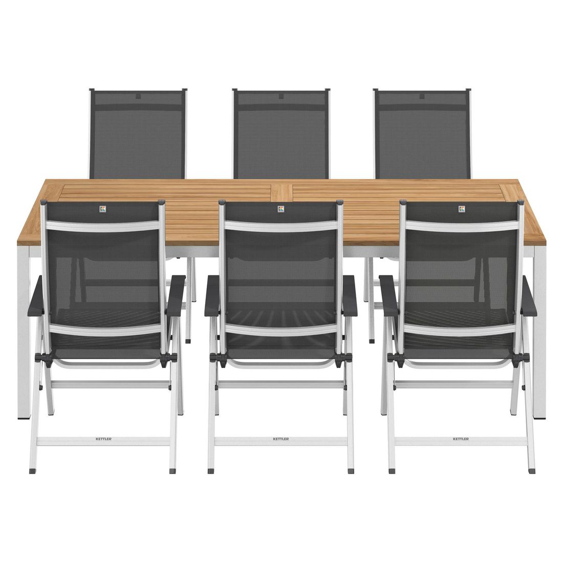 Kettler Basic Plus Gartenmöbel-Set L verstellbar (6 Plätze) mit OUTLIV. Tisch 220x100cm