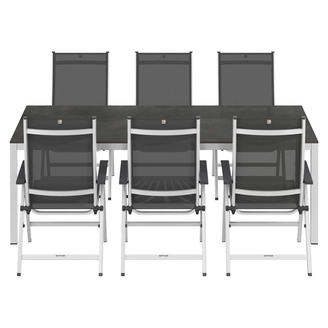 Kettler Basic Plus Gartenmöbel-Set L verstellbar (6 Plätze) mit OUTLIV. Tisch 220x100cm