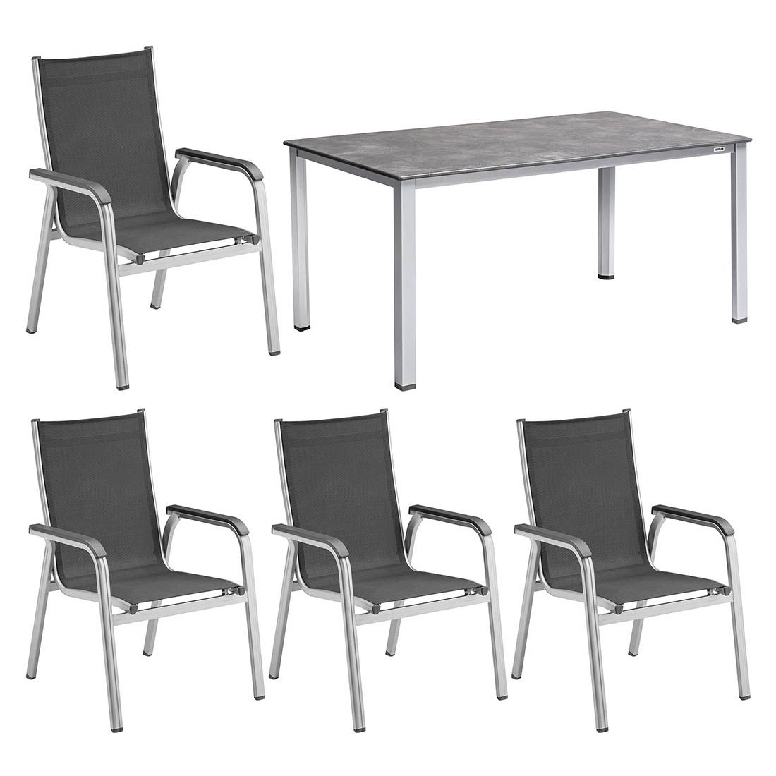 Kettler Basic Plus Gartenmöbel-Set M (4 Plätze) Tisch 160x90cm