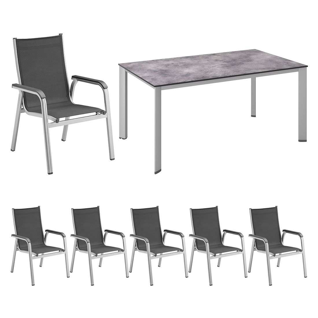 Kettler Basic Plus Gartenmöbel-Set L (6 Plätze) Tisch 160x95cm