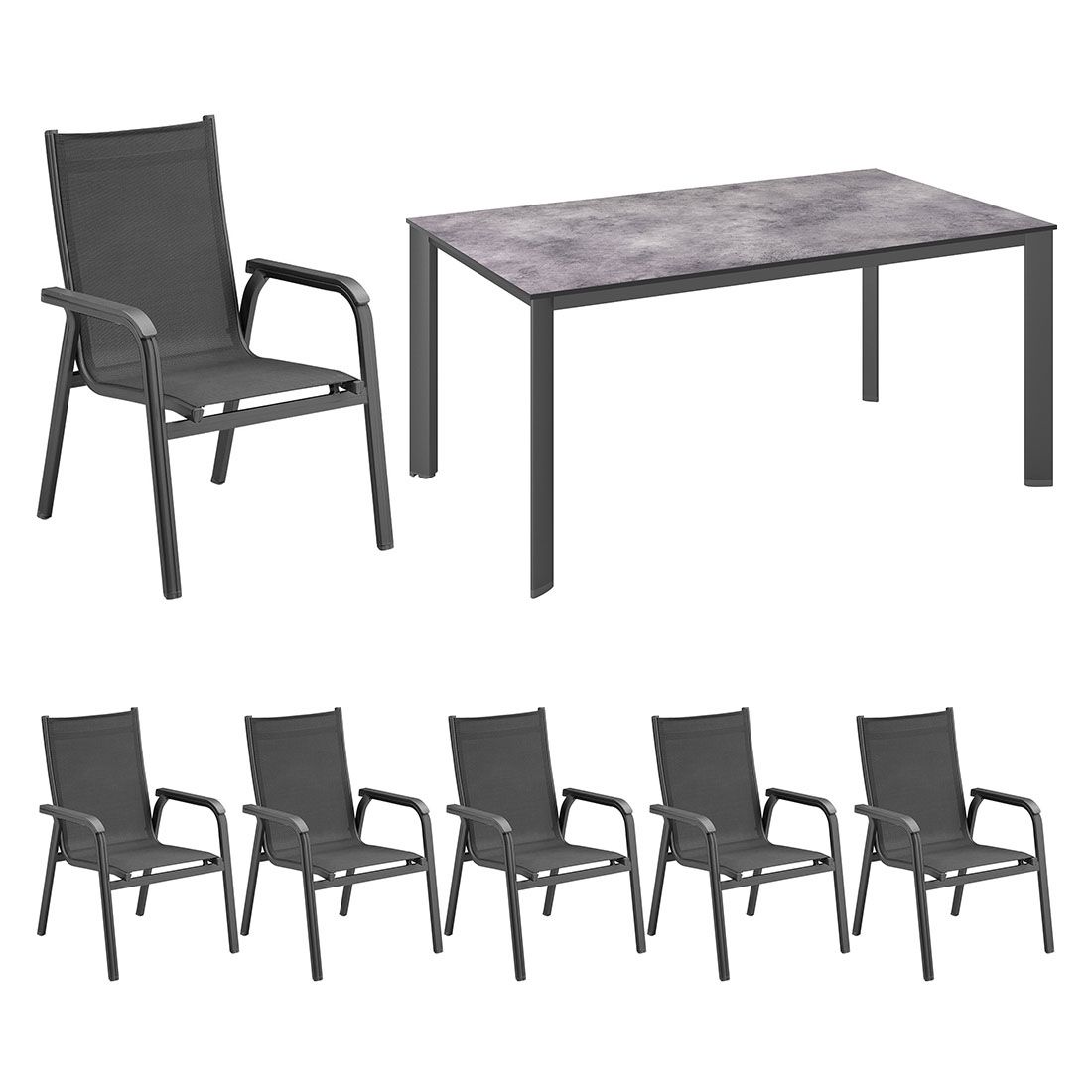 Kettler Basic Plus Gartenmöbel-Set L (6 Plätze) Tisch 160x95cm