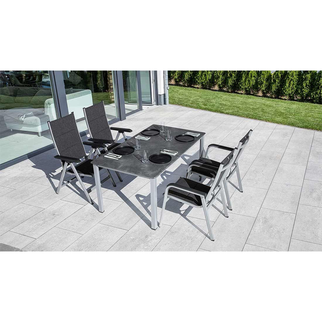 Kettler Basic Plus Padded Stapelsessel Aluminium/Outdoorgewebe