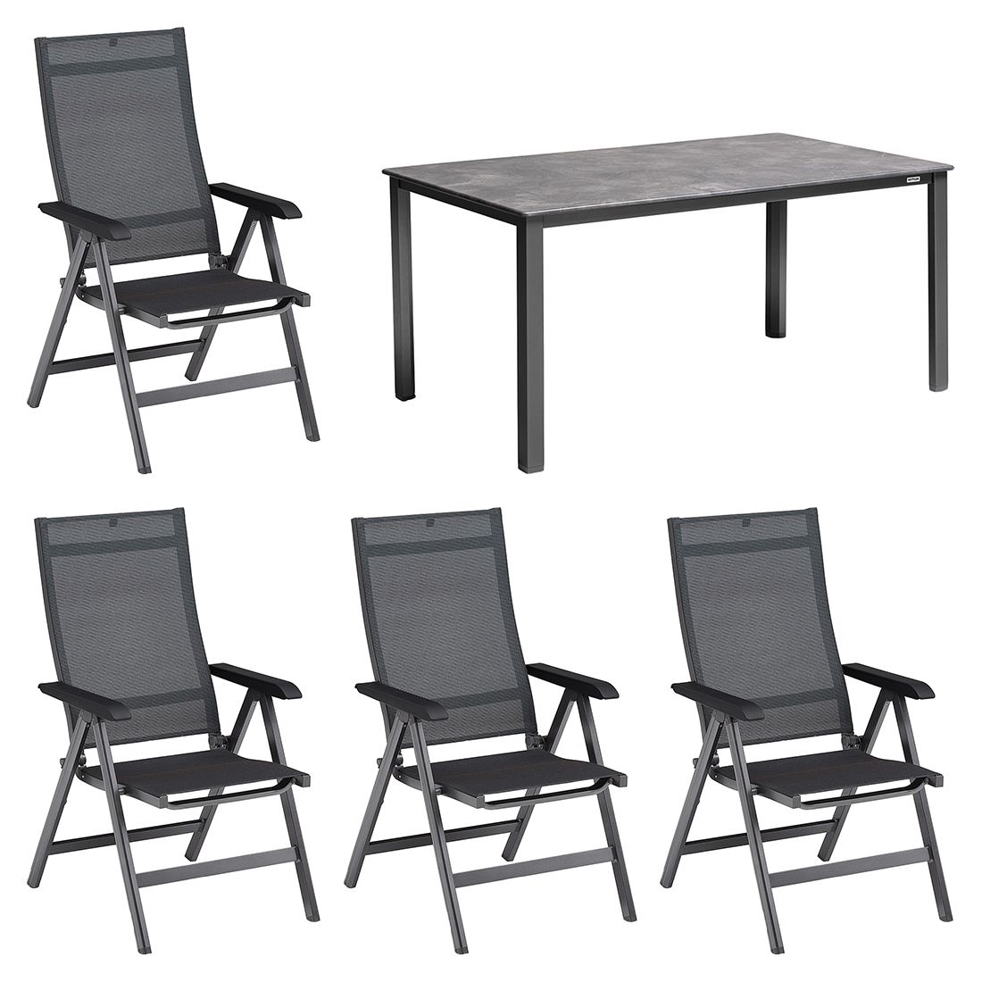 Kettler Basic+ Premium Gartenmöbel-Set M verstellbar (4 Plätze) Tisch 160x90cm