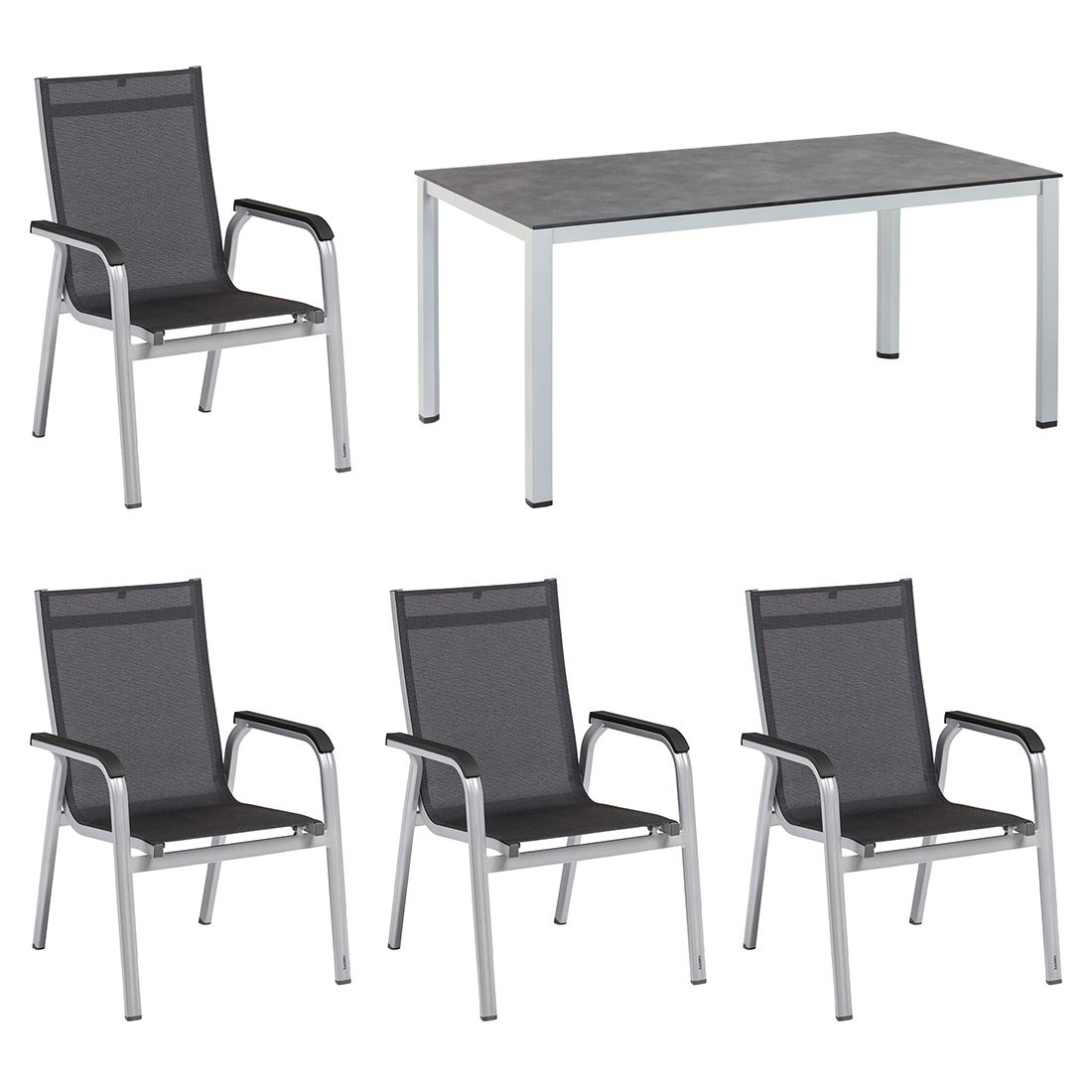 Kettler Basic+Premium Gartenmöbel-Set M (4 Plätze) Tisch 160x95cm
