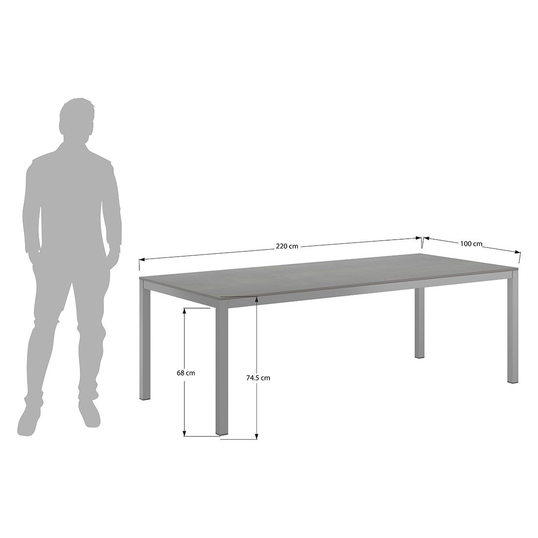 Kettler Cirrus Gartenmöbel-Set L verstellbar (6 Plätze) mit OUTLIV. Tisch 220x100cm