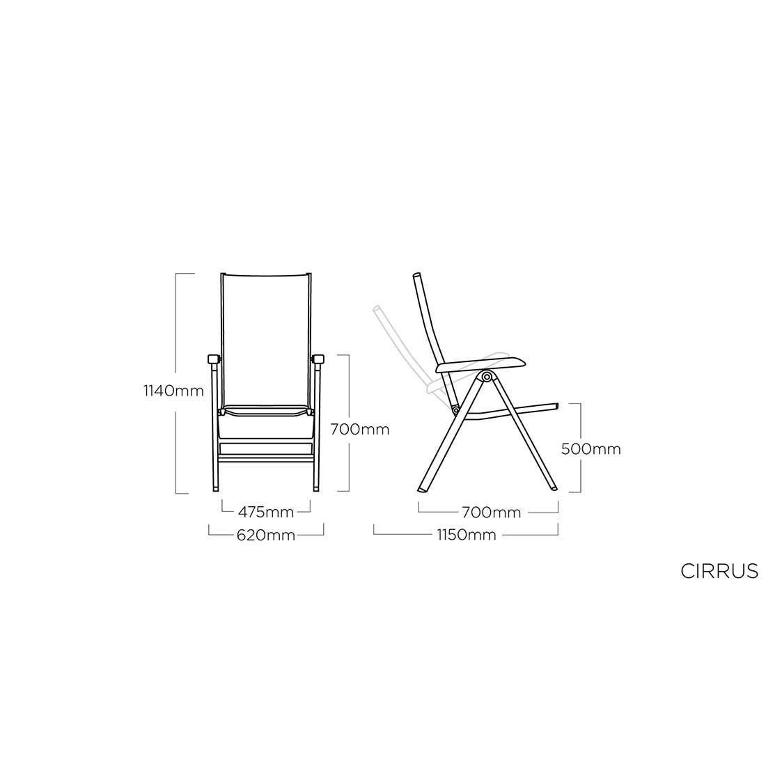 Kettler Cirrus Silver Line Klappsessel verstellbar Aluminium/Outdoorgewebe